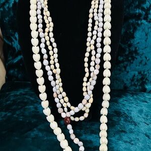 Vintage Pikake & Mala Prayer bead necklaces
